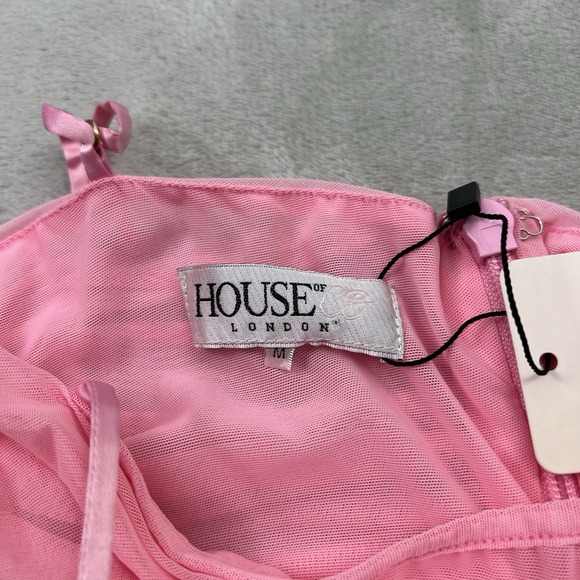 House Of CB Fornarina Barbie Pink Organza Mesh Maxi Dress Women's Medium - Picture 6 of 7